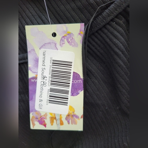 NWT ee:some Sheer One-Shoulder Black Bodysuit Size Medium - Picture 5 of 9